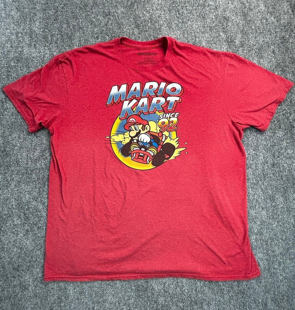 Mario Kart Since '92 Nintendo Graphic T Shirt Men's 2XL Red Short Sleeve Tee